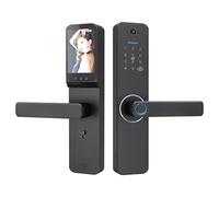 Irishom Serrure Intelligente avec caméra Grand Angle 120 ° et Sonnette Intelligente Poignée de Serrure de Porte d'entrée sans clé Serrure de Porte biométrique en Alliage d'aluminium