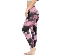 Irisjudy Legging long décontracté doux et extensible pour femme - Grande taille - Pour la gym, le sport, Fleur de cerisier rose., Taille L
