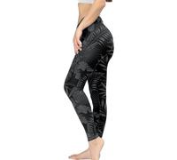 Irisjudy Legging long pour femme, taille haute ethnique, géométrique, extensible, pantalon de yoga confortable coccinelle grande taille, Feuille tropicale., Taille XL