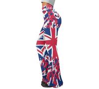 Irisjudy Pantalon de yoga évasé pour femme, imprimé tigre, taille haute, pantalon bootleg pour entraînement, contrôle du ventre, pantalon de survêtement, Drapeau Union Jack Graffiti, X-Large haut