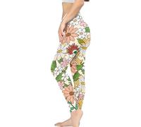 Irisjudy - Pantalon de yoga taille haute pour femme, avec motif géométrique ethnique, legging extensible pour le sport, taille haute, confortable, grande taille, Motif fleurs, Taille M