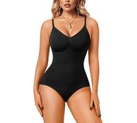 Irisnaya Body amincissant pour femme - Haut gainant - Contrôle du ventre - Bretelles spaghetti - Caraco - Body moulant - Combinaison, noir, Medium/Large