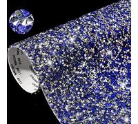 IRIVER BLANK Autocollants à strass pour décoration d'intérieur - Feuille de cristal autocollante pour voiture, cadeau, mariage, anniversaire de mariage et fête d'anniversaire (bleu foncé argenté,