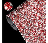 IRIVER BLANK Autocollants en strass pour décoration d'intérieur - Feuille d'autocollants en cristal pour voitures, cadeaux, mariages, anniversaires et fêtes d'anniversaire (grand rouge argenté, SS12)