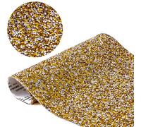 IRIVER BLANK Autocollants en strass pour décoration d'intérieur - Feuille de cristal autocollante pour voiture, cadeau, mariage, anniversaire de mariage et fête d'anniversaire (argent jaune cristal,