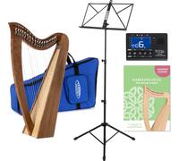 Irlandais Set Celtique Harpe 19 Cordes Nylon Bois de Noyer avec Housse & Support