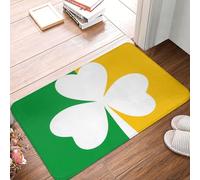 Irlande Drapeau Irlandais en Forme De Trèfle Paillasson D'Entree Absorbant Tapis De Douche Doux Welcome Paillassons pour Porte Chambre Cuisine 40X60Cm