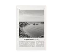Irlande du Nord Noir et Blanc, Royaume-Uni, Tuaisceart Éireann, Belfast Carte de ville rétro Voyage Paysage Impression sur toile Décoration murale Maison Bar Restaurant Garage Café Logo Cadeau 50,8 x