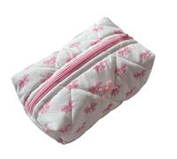 irLocy Coquette Bow Y2k Trousse de maquillage mignonne matelassée Petite trousse de toilette Motif floral, Nœud papillon rose