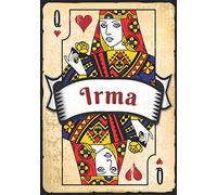Irma: Taccuino A5 | Nome personalizzato Irma | Regalo di compleanno per moglie, mamma, sorella, figlia ... | Design: carte da gioco | 120 pagine a righe, piccolo formato A5 (14.8 x 21 cm)