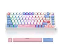 iRoboosta Clavier de jeu mécanique 75 % rose, compact 82 touches remplaçable à chaud avec bouton, profil OEM rétroéclairé RVB, clavier USB filaire avec commutateurs linéaires pour Windows Mac (82 rose