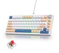 iRoboosta Clavier mécanique à 75 % avec bouton de volume, joint d'étanchéité, clavier de jeu RVB remplaçable à chaud, clavier personnalisé filaire avec interrupteur rouge, 82 touches (82 blanc crème)