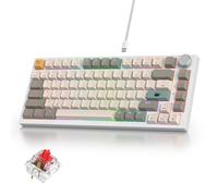 iRoboosta Clavier mécanique à 75 % avec bouton de volume, joint d'étanchéité RVB remplaçable à chaud, filaire personnalisé avec interrupteur rouge, 82 touches compactes crémeuses (82 gris beige)