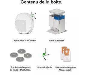 iRobot Roomba Plus 515 Robot aspirateur-laveur avec AutoWash LiDAR 22 000 Pa, DualClean, blanc