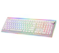 iRocks K71R Clavier de jeu mécanique sans fil RVB, commutateurs marron, PBT 107 touches NKRO, rétroéclairage RVB, clavier professionnel pour jeu et travail, double interface sans fil et filaire