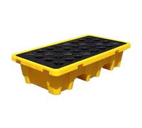 IROEJT Bac de rétention pour fûts d'huile industriels, Plateforme modulaire étanche pour Un Stockage et Un Transport en Toute sécurité，Yellow 130 * 68 * 30cm