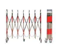 IROEJT Barrière Extensible, système de barrières de sécurité Mobiles pour allées, Panneau de signalisation Portable en Acier Inoxydable Haute visibilité pour Routes co，Silver 4.6x19.7ft(1.4x6m)