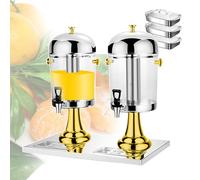 IROEJT Distributeur de Boissons Chaudes et Froides Professionnel avec Robinet, Double Distributeur en Libre-Service en Acier Inoxydable avec bacs d'égouttage et Base é，Gold