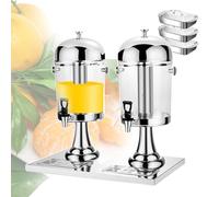 IROEJT Distributeur de Boissons Chaudes et Froides Professionnel avec Robinet, Double Distributeur en Libre-Service en Acier Inoxydable avec bacs d'égouttage et Base é，Silver