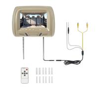 IROEJT Écran de Surveillance 7 Pouces pour Appui-tête de Voiture, Coussin de Commande Automobile, entrée AV, Affichage LCD, télécommande, multimédia Universel, Installation faci，Beige
