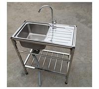 IROEJT Évier de Cuisine autoportant en Acier Inoxydable avec Plan de Travail et étagères de Rangement, bac Multifonctionnel pour la préparation des Aliments et Le Lavage des mai，Kit c