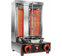 IROEJT Machine à Griller, Machine à Kebab Gyros Verticale électrique, cuiseur à Poulet à 2 brûleurs, Four rôtissoire à Gyros et döner Kebab