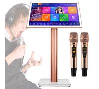 IROEJT Machine de karaoké KTV - Équipement de karaoké avec 2 Microphones sans Fil à réverbération, Lecteur karaoké à écran Tactile de 19,5 Pouces pour Les fêtes à domi，White 2TB