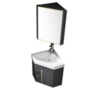 IROEJT Meuble Vasque d'angle avec Miroir, lavabo Mural, Vasque en céramique avec Robinet et bonde, Petit lavabo pour Petits espaces, Une Couleur, 43 cm / 16,9 Pouces