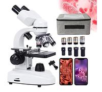 IROEJT Microscope Biologique HD avec étui de Transport, Jumelles Professionnelles pour étudiants et Adultes, Double éclairage LED, Adaptateur pour téléphone, grossissement 30 00