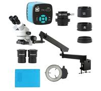 IROEJT Microscope stéréo trinoculaire à focale simultanée et parfocale 3,5X-90X avec caméra vidéo UHD 48MP 4K HDMI USB, Bras articulé et Support à Pince, Blanc A