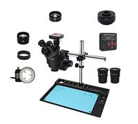 IROEJT Microscope stéréo trinoculaire à Zoom continu simultané 3,5x-90x, caméra 38 MP HDMI USB, Adaptateur CTV 1/2", Grand établi avec Tapis en Aluminium Noir