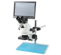 IROEJT Microscope stéréoscopique trinoculaire à Zoom simultané 7X-45X + objectifs auxiliaires 0,5X, 2X, 0,7X et 1X + caméra HDMI + écran LCD 10,1 Pouces，D 11.6 inch