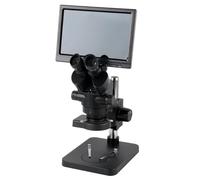 IROEJT Microscope stéréoscopique trinoculaire à Zoom simultané 7X-45X + objectifs auxiliaires 0,5X, 2X, 0,7X et 1X + caméra HDMI + écran LCD 10,1 Pouces，F 11.6 inch