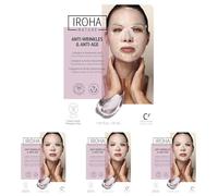 IROHA NATURE Masque Coton Visage/Cou Anti-Âge au Collagène (Lot de 4)