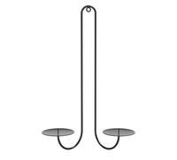 Iron 2-Arm Candelabra, Black Metal Wall Sconce, 9.1 * 2.8 * 11.4inch Modern Design, Elegant Ferric Construction, Iron Wall Candle Holder for Living Room, Farmhouse Decor