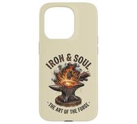 Iron and Soul Forge Forge Anvil Hammer Illustration Coque pour iPhone 15 Pro