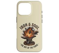 Iron and Soul Forge Forge Anvil Hammer Illustration Coque pour iPhone 16 Pro
