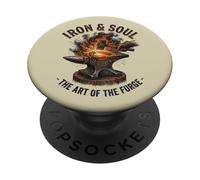 Iron and Soul Forge Forge Anvil Hammer Illustration PopSockets PopGrip Adhésif