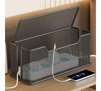 Iron Art - Boîte de rangement de câbles conçue pour le couvercle de multiprise et la gestion des cordons pour bureau avec design ouvert sur le dessus pour une récupération rapide des articles (M, noir
