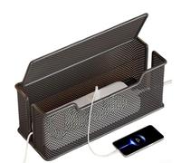 Iron Art Boîte de rangement de câbles de bureau conçue pour le rangement des multiprises et la gestion des cordons avec design peu encombrant et finition antirouille (L blanc)