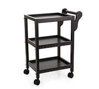 Iron Art Chariot de service à 3 étages avec plateau en bois - Chariot à thé roulant pour hôtel et restaurant - Chariot de rangement et d'exposition élégant pour salle à manger