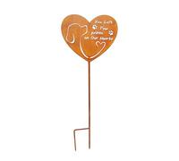 Iron Art Plaques commémoratives en forme de cœur pour décoration de jardin et allée Motif chats et chiens