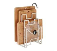 Iron Art Support de rangement pour planches à découper et couvercle dans un style contemporain de cuisine (blanc)