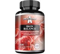 Iron Balance 120 gélules végétaliennes - Chélate de fer avec vitamine C et lactoferrine - 120 portions quotidiennes - Pour une meilleure absorption - Complément alimentaire par Apollo's Hegemony