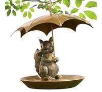 Iron Bird Feeder, Squirrel Holding Umbrella Feeder, 3.94x3.94x3.54 inches All Weather Design, Durable Animal, Outdoor Accessory with Exquisite Build, Feeding Station for Patios Lawns