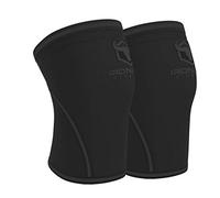 Iron Bull Strength Genouillères 7mm (1 paire) pour Haltérophilie, Musculation, CrossFit, Fitness - Protège-Genou, Manchon, Bandage, Support (M, Noir/Gris)