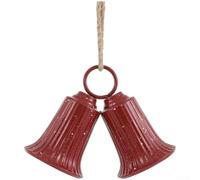 Iron Craft Décoration à suspendre à deux cloches Rouge 25 cm