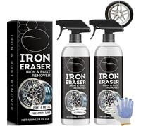 Iron Eraser Iron and Rust Remover - Rust Remover Spray on Car Wheels, Brake Components, Hinges & Metal Surfaces (2ps)