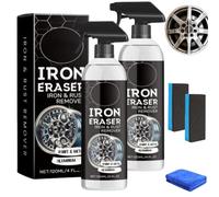 Iron Eraser Rust Remover Spray, Iron Powder Remover Spray for Car Wheels and Paint, Car Rust-Remover Cleaner Sprays, Fast Acting-Rust and Brake Dust Removers (2PCS)