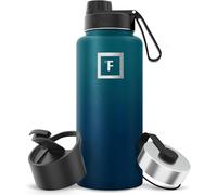 IRON °FLASK Bouteille d'eau de sport - 32 oz, 3 couvercles (couvercle de bec), acier inoxydable isolé sous vide, chaud froid, cantine moderne à double paroi